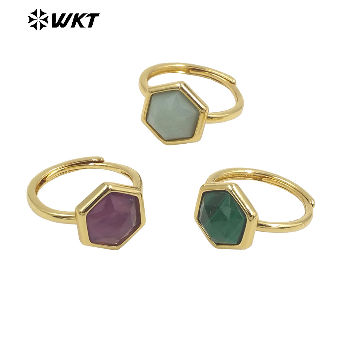WT-R468 Newest Fashion Trendy Ring 18k Real Gold Plated Round Star Stone Anniversary Women Ring Hot INS Stone Ring