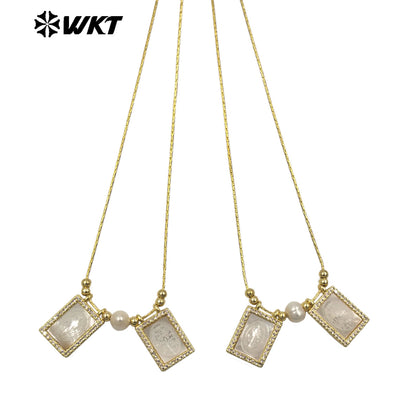 WT-JN393 New Arrival Gold Plated Double Religious Design Pendants With Pearl Necklaces As Women Popular Jewelry Accessory