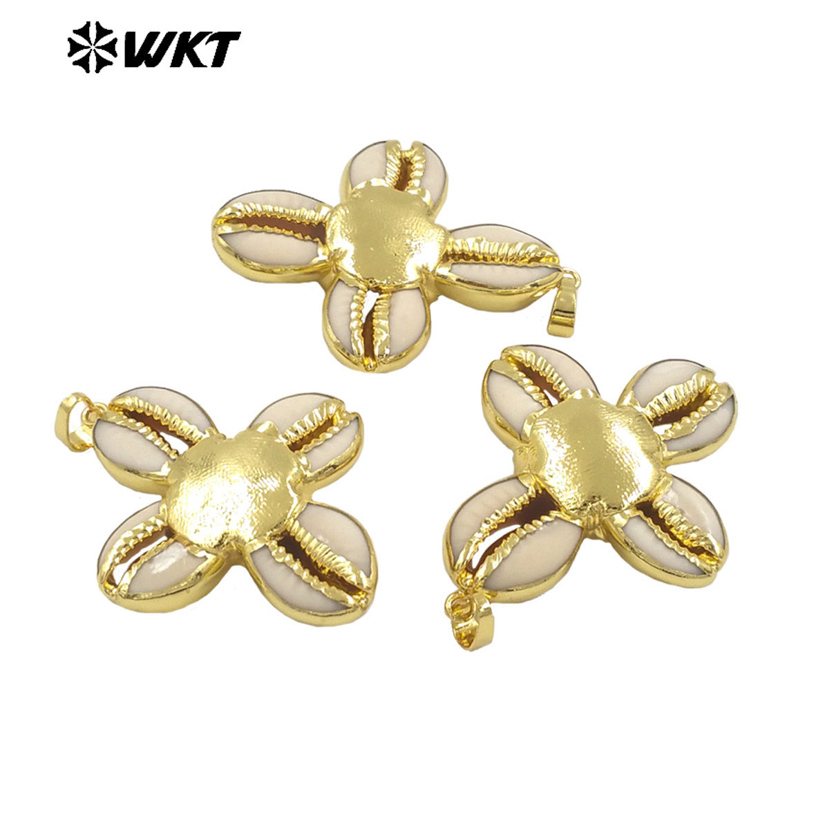 WT-JP387 Wholesale Customization 18K Gold Plated Shell Petal Hollow Shape Pendant Can Be Made Necklace Women Jewelry As Gift