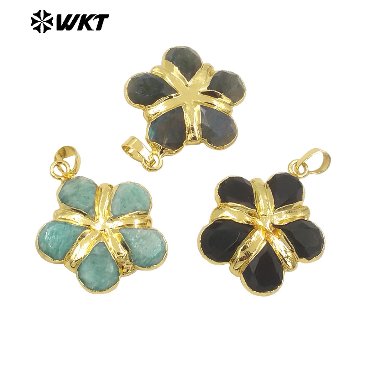 WT-P1966 Wholesale Unique Charming Teardrop Stone Assemble As Flower Pendants in 18K Real Gold Plated for Necklace Jewelry