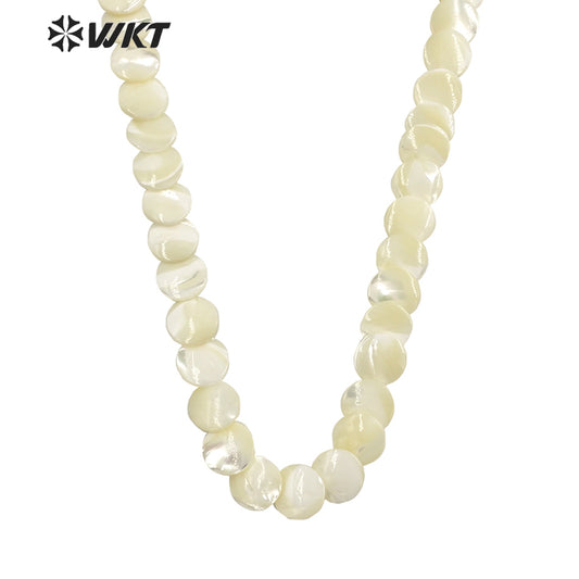 WT-JN225 Wholesale New Vintage Faceted Shell Hand Strand Long Necklace Women Purity Wedding Shell Necklace in 19 Inch