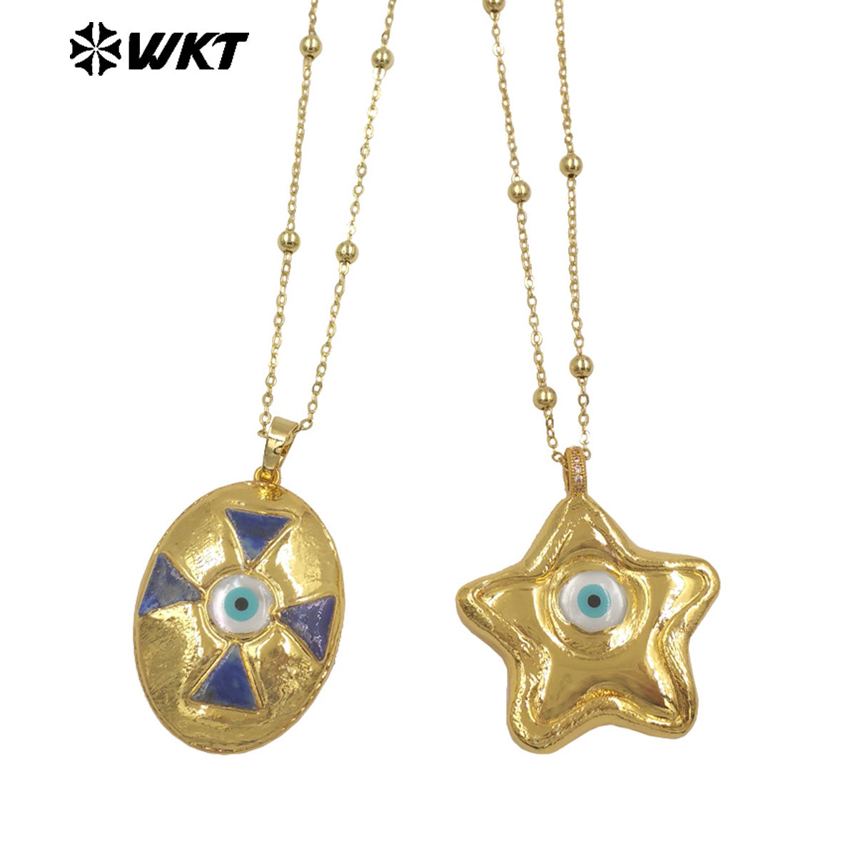 WT-JN356 Wholesale 18K Gold Electroplated Shell Eye Star And Egg Shape Design Pendant Necklace For Fashion Party Jewelry