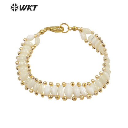 WT-MPB080 Wholesale Newest Natural White Shell Bracelets Lady Handmade Beads Bracelet Bohemian Women Bracelets