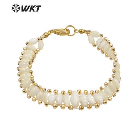 WT-MPB080 Wholesale Newest Natural White Shell Bracelets Lady Handmade Beads Bracelet Bohemian Women Bracelets