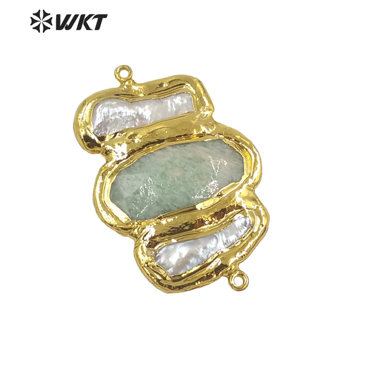 WT-JP248 Wholesale Triple Stone Mix Pearl Design Fashion Women Double Loops Gold Electroplated Stone Connectors for Necklace