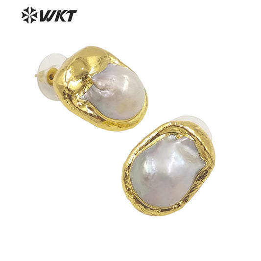 WT-MPE066 WKT 2022 Fashion Style and FreshWater Baroque Pearl Fine Earring for Wedding Party Jewelry Gift Earrings Pearl Studs