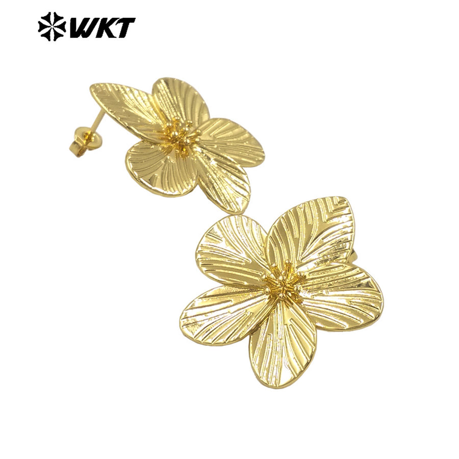 WT-E760 Explosive New Products Flower Shape 18K Gold Plated and Silver Earrings for Women As Birthday and Anniversary Gifts