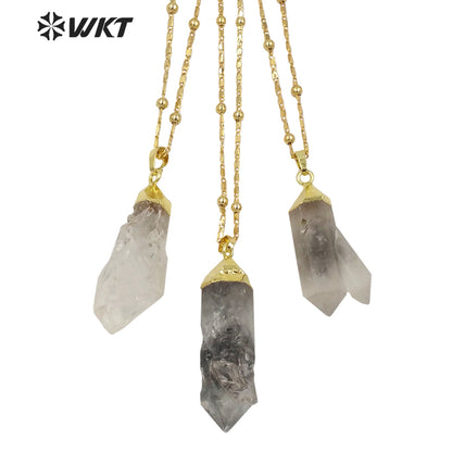 WT-N1343 WKT 2022 Unique Natural Stone Healing Crystal Necklace Irregular Crystal Pendant Gold Chain Women Favorite Necklace