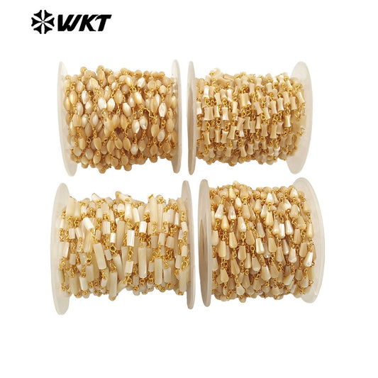 WT-RBC240 New Handmade Wire Wrapped Natural Trumpet Shell Beads Jewelry Chain for Necklace or DIY Making Findings