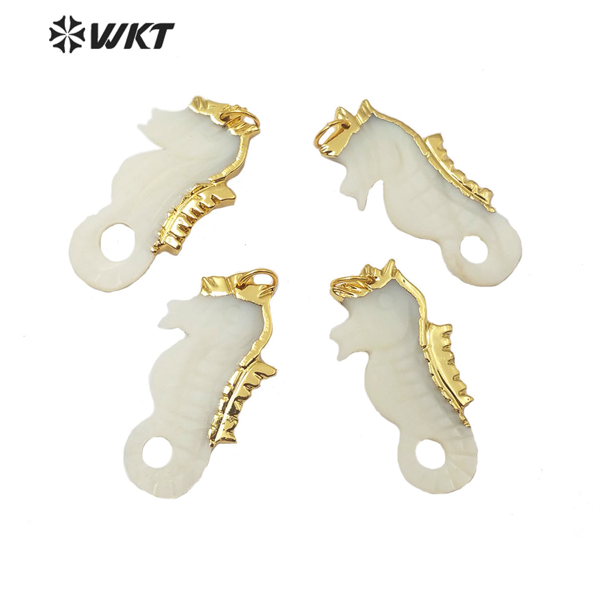 WT-JP185 Newest Natural Sea Horse Shell Pendant 18k Gold Plated Fashion Lady Charm Jewelry Sea Horse Shape Shell Pendant