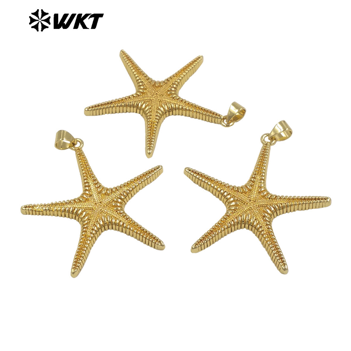 WT-MP333 Lovely Fashionable Gold Electroplated Yellow Brass Starfish Shape Pendant For Women Summer Jewelry Decorative