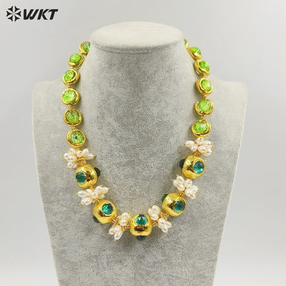 WT-JN251 Wholesale Vintage Style Trendy Natural Freshwater Pearl Gemstone Exquisite High Quality Pendant Necklace