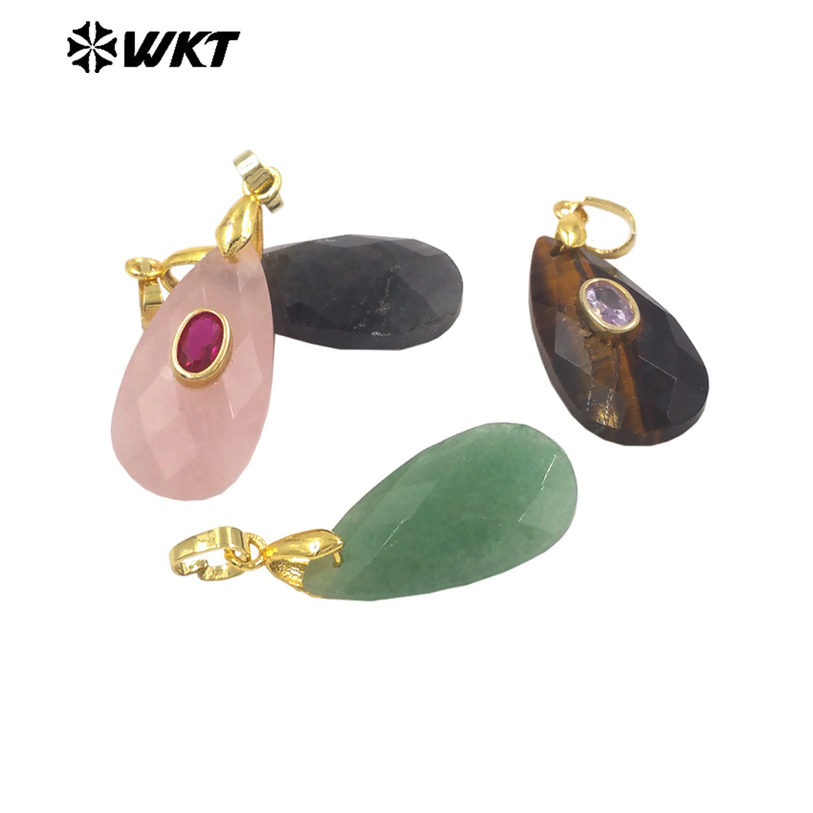 WT-P2044 New Arrival Natural Stone And Zircon Waterdrop Shape Lovely Charms Pendant As Women Elegant Earrings DIY Accessory