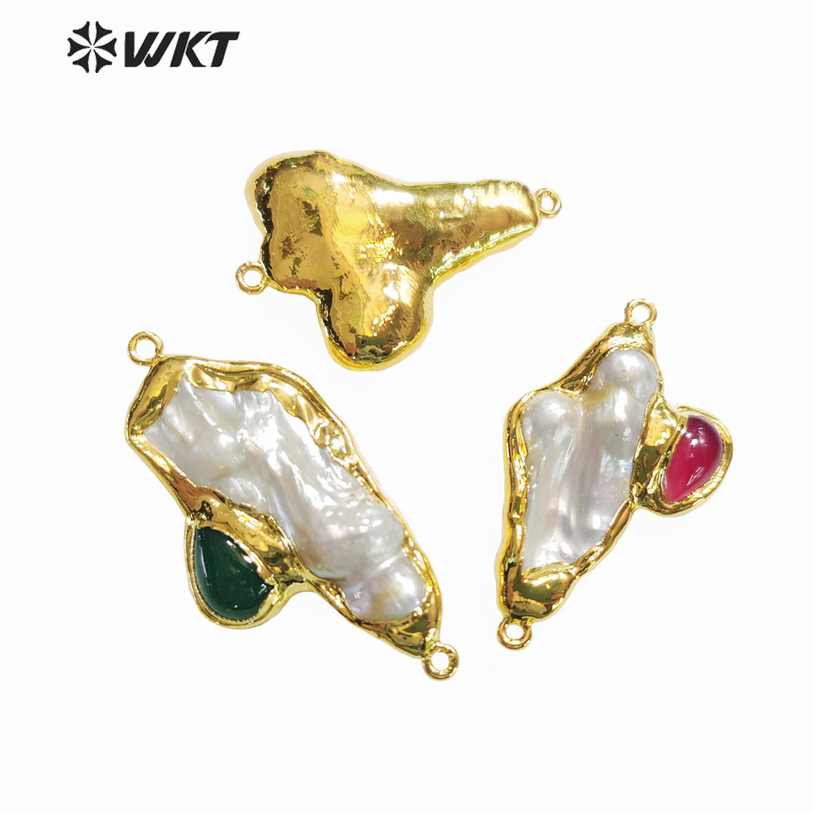 WT-PC001 Gorgeous Double Loops Natural Freshwater Pearl Jewelry Finding Connectors for Bracelets DIY Beads