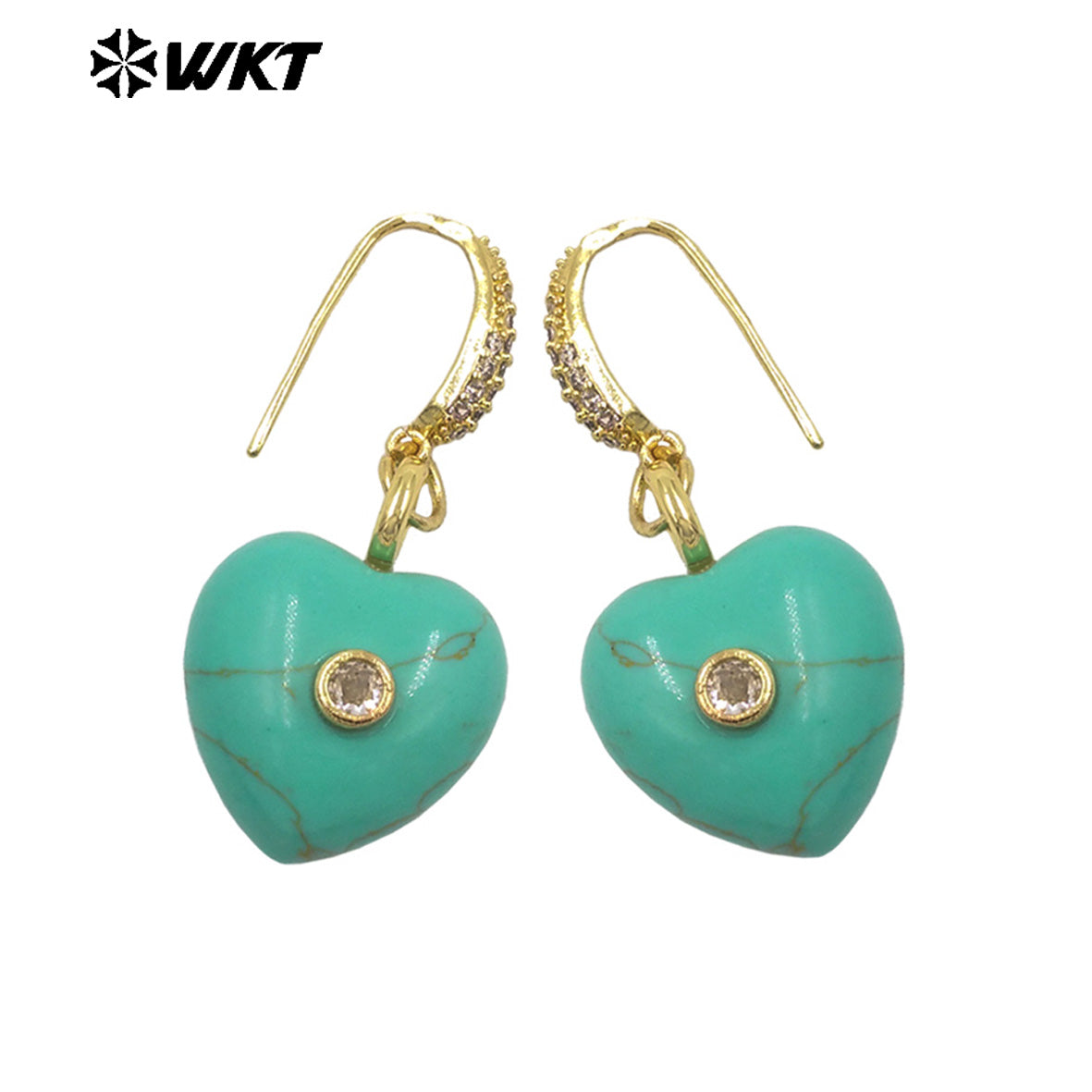 WT-E817 High Quality Zircon And Colorful Natural Gemstone Heart Shape Pendant Earrings As Friends Romantic Jewelry Gifts