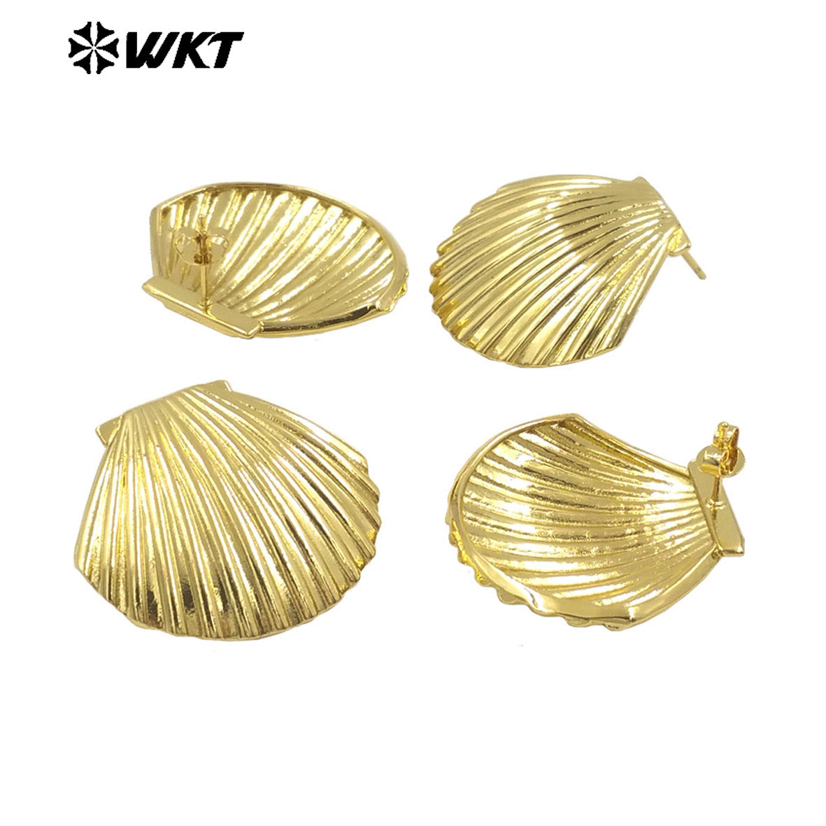 WT-E769 Hot Sale Unique Design 18K Gold Plated and Silver Elegant Scallop Shell Earrings for Women As Daily Decorative Jewelry
