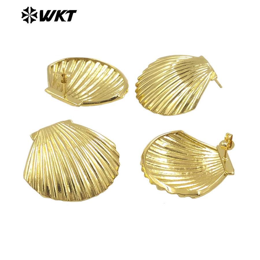 WT-E769 Hot Sale Unique Design 18K Gold Plated and Silver Elegant Scallop Shell Earrings for Women As Daily Decorative Jewelry