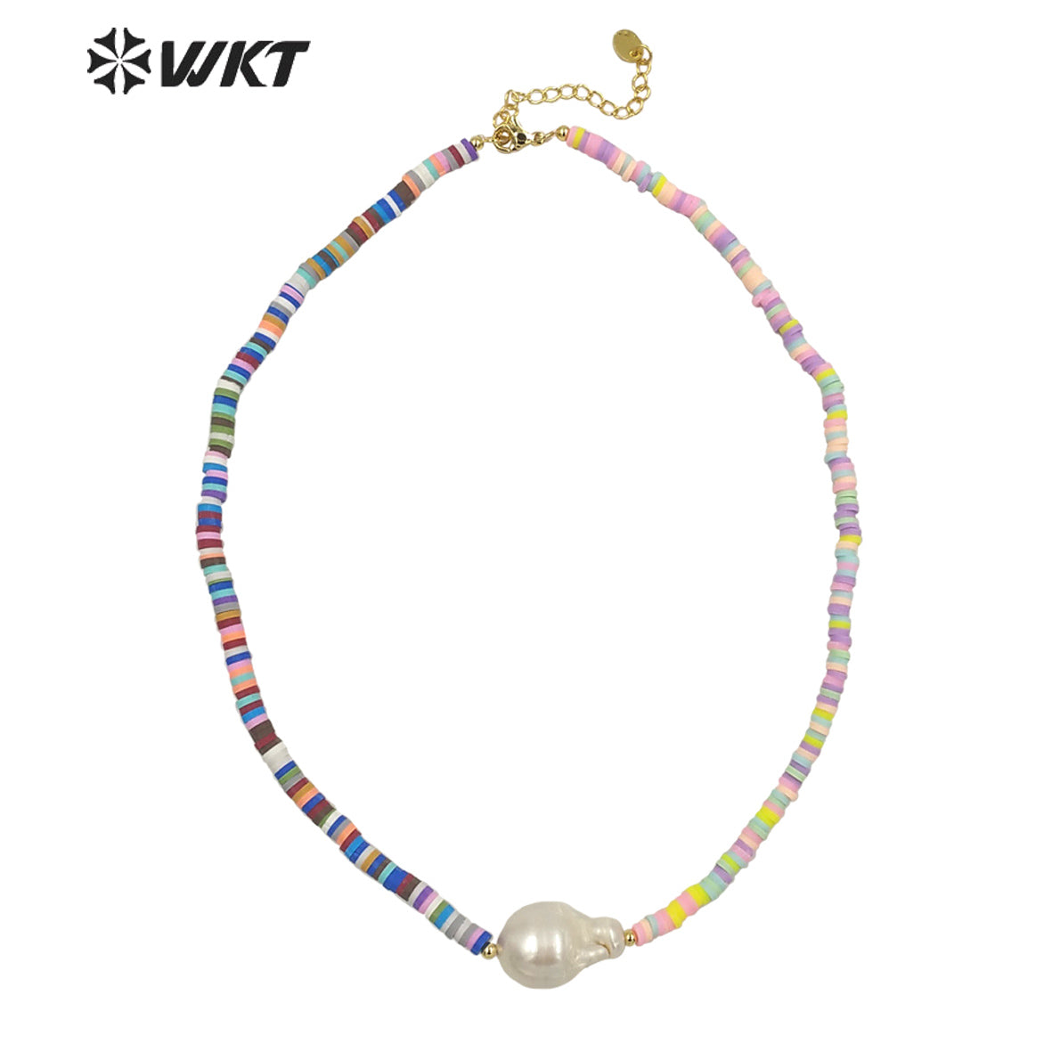 WT-JN193 WKT New Design Boho Vintage Natural Freshwater Baroque Pearl Necklace Crazy Design 4mm Beads Strand Pendant Necklace