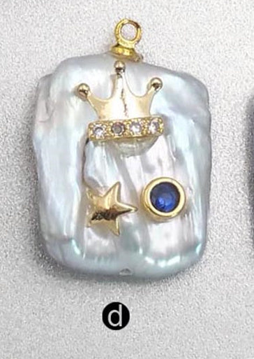 MP136 Natural Freshwater Pearl Pendant With Diversified Patterns Rectangular Pendant CZ Micro Pave Women Fashion Pearl Pendant
