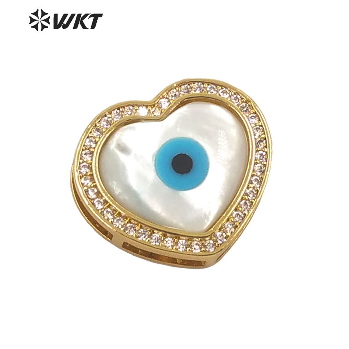 WT-MP202 Amazing Fashion 18k Real Gold Plated Micro Pave Shell Eye Pendant Lady Charming White Shell Cubic Zircon Heart Pendants