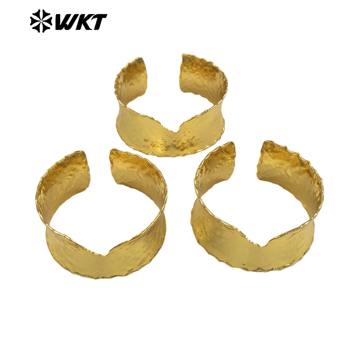 WT-JF376 Simple V Shape Gear Design 18K Gold Electroplated Metal Yellow Brass Adjustable Bangles For Lady Trendy Matching