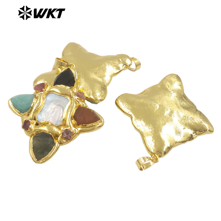 WT-JP379 Amazing New Design Popular Diamond Cross Shape With Natural Pear Stone and Pearl Made Jewelry Pendants for Necklace