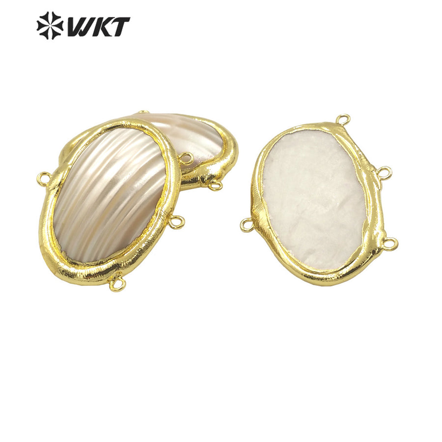 WT-JN262 Wholesale Fashion 18K Gold Plated High Quality Natural Freshwater Pearl and Mabe Shell Dangle Statement Necklace