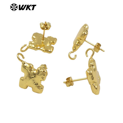 WT-JFE117 Wholesale Popular Religious Irregular Cross Shape 18K Real Gold Plated Earrings As DIY Finished Jewelry With Hook