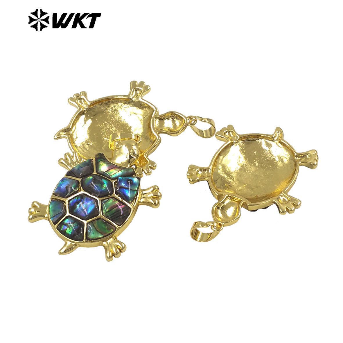 WT-JP513 Cute Style Gold Electroplated Natural Abalone Shell Sea Turtle Little Pendant As Women Jewelry DIY Findings