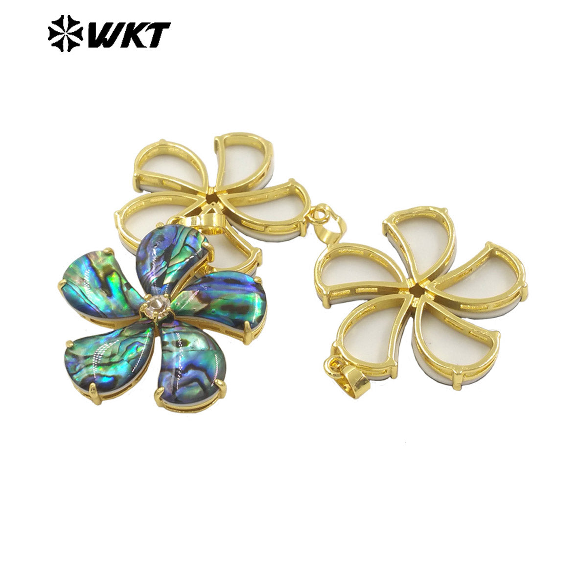 WT-JN310 New Design Exquisite Natural Abalone Shell Flower Necklace 18K Gold Plated Beads Chain for Ladies Valentine's Day Gift