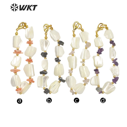 WT-MPB082 Summer Jewelry Natural Shell Beads Design Bracelets Vintage Women Vintage Mixture Shell Bracelet for Party