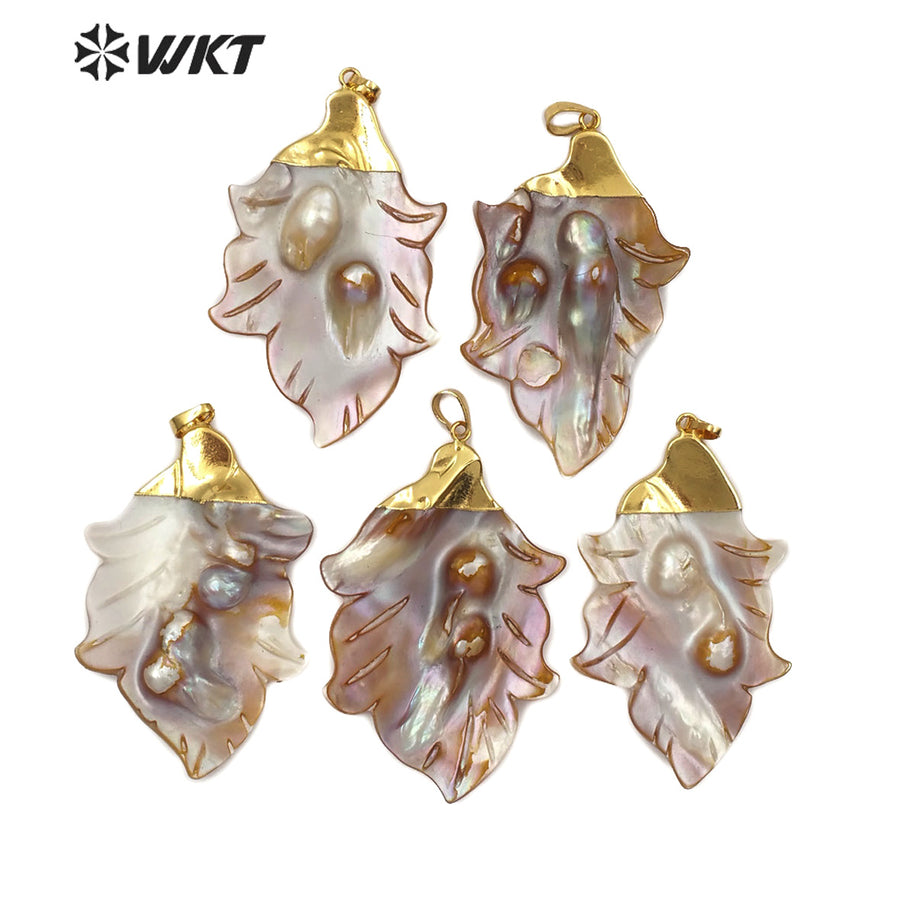 WT-JP139 Wholesale New Arrival Unique Natural Pearl Pendant Jewelry the Top in 18K Gold Plated Mother of Pearl Pendant