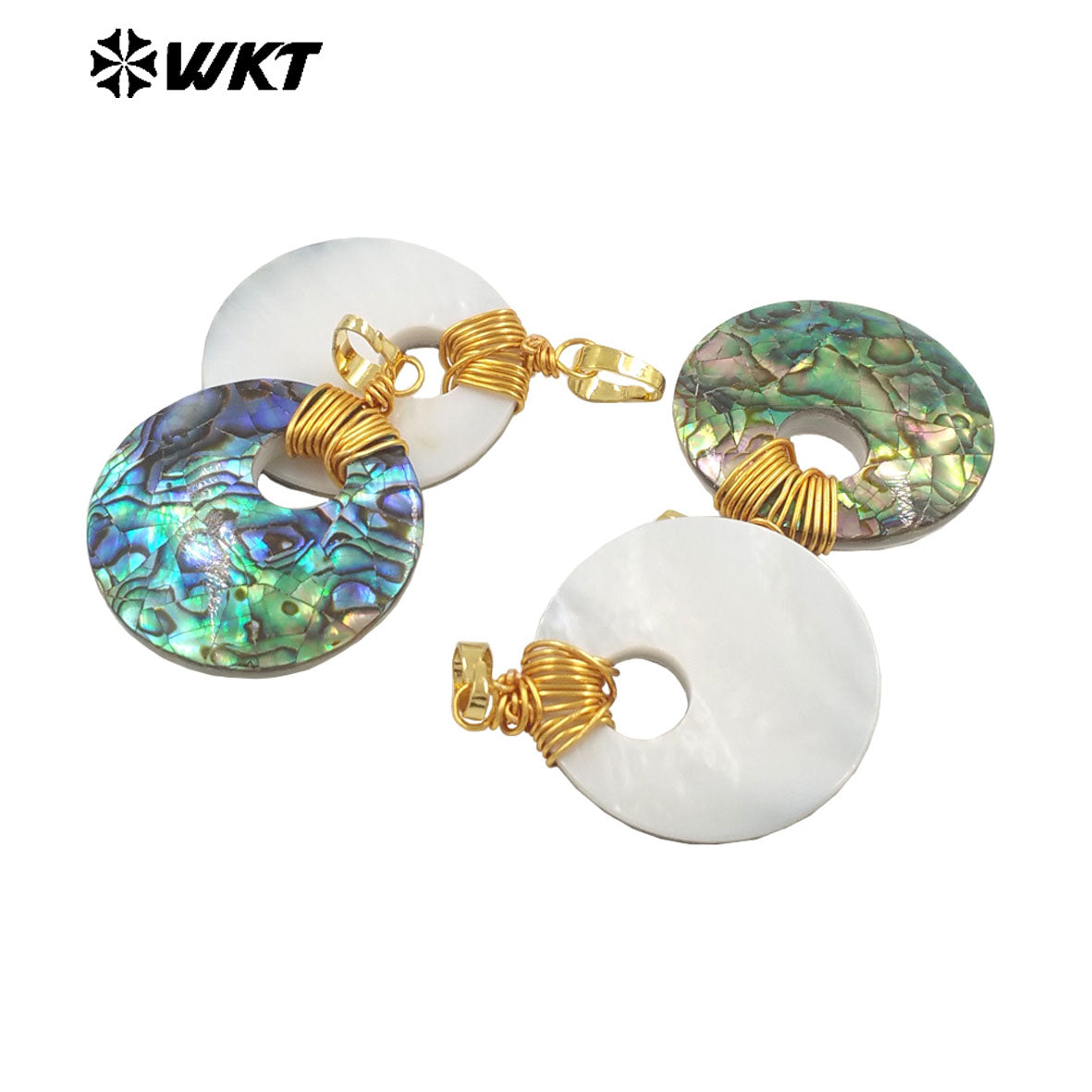 WT-JN300 New Design 18K Gold Plated Abalone Shell Ocean Style Round Pendant Necklace Suitable for Beach and Party Decoration