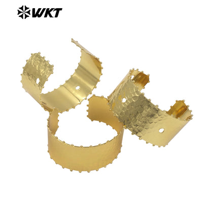 WT-JF382 Wholesale Simple Style 18K Gold Electroplated Round Beads And Hollow Holes Yellow Brass Bangle As Women Daily Jewelry