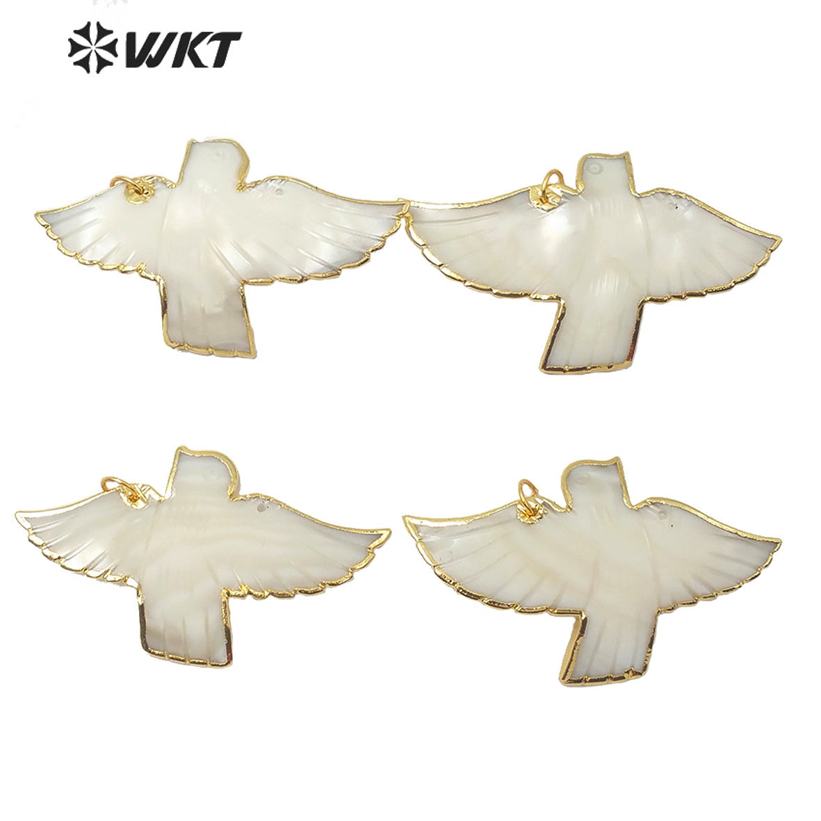 WT-JP184 Wholesale Natural Pigeon Shell Pendant 18k Gold Plated Fashion Lady Charm Jewelry Pigeon Shape Shell Pendant