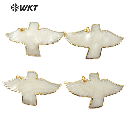 WT-JP184 Wholesale Natural Pigeon Shell Pendant 18k Gold Plated Fashion Lady Charm Jewelry Pigeon Shape Shell Pendant