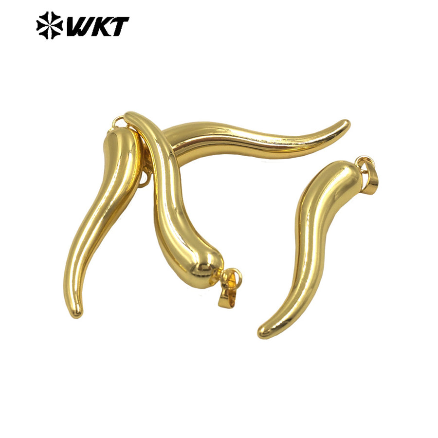 WT-N1480 New Approach Super Hot Long Pepper Horn Necklace With Full Gold Plated Jewelry