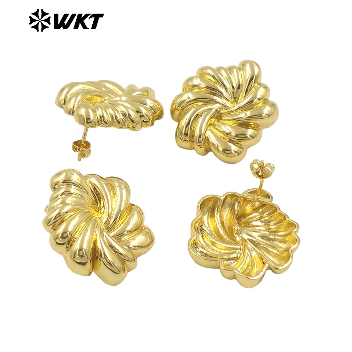 WT-E767 New Special Design Stylish Natural Yellow Brass Gold and Silver Earrings for Women As Daily Fashion Accessories