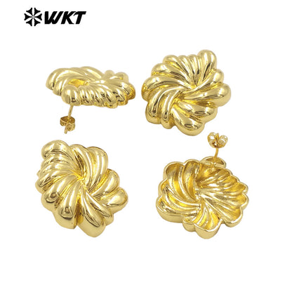 WT-E767 New Special Design Stylish Natural Yellow Brass Gold and Silver Earrings for Women As Daily Fashion Accessories
