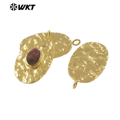 WT-P2104 Fresh Design 18K Gold Electroplated With Natural Gemstones Long Pendants For Women Simple Necklace DIY Making