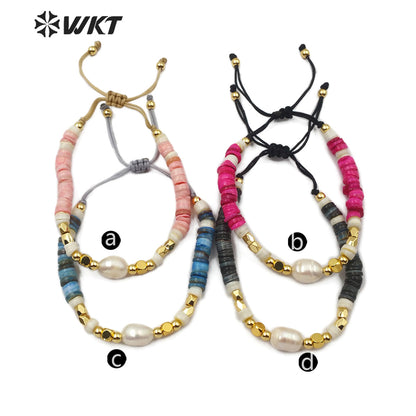 WT-B496 Wholesale Pearl Beads Flexible Bracelet New Arrival Fashion Natural Pearl Bracelet Women Charm Bracelet