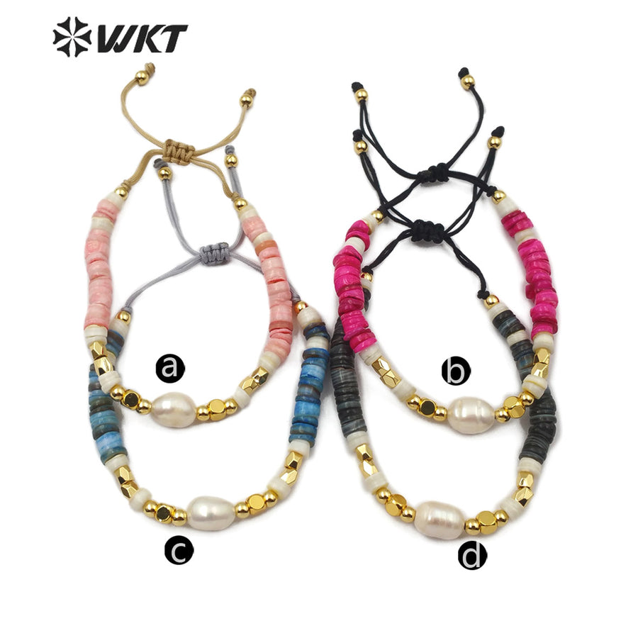 WT-B496 Wholesale Pearl Beads Flexible Bracelet New Arrival Fashion Natural Pearl Bracelet Women Charm Bracelet