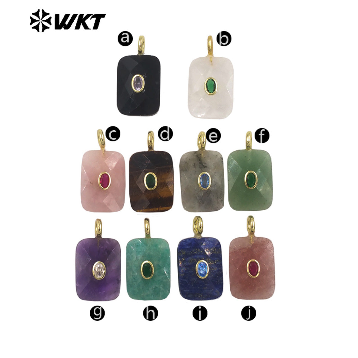 WT-P2107 High Quality Colorful Zircon And Natural Gemstone Faceted Rectangle Pendants As Women Simple Jewelry Accessories