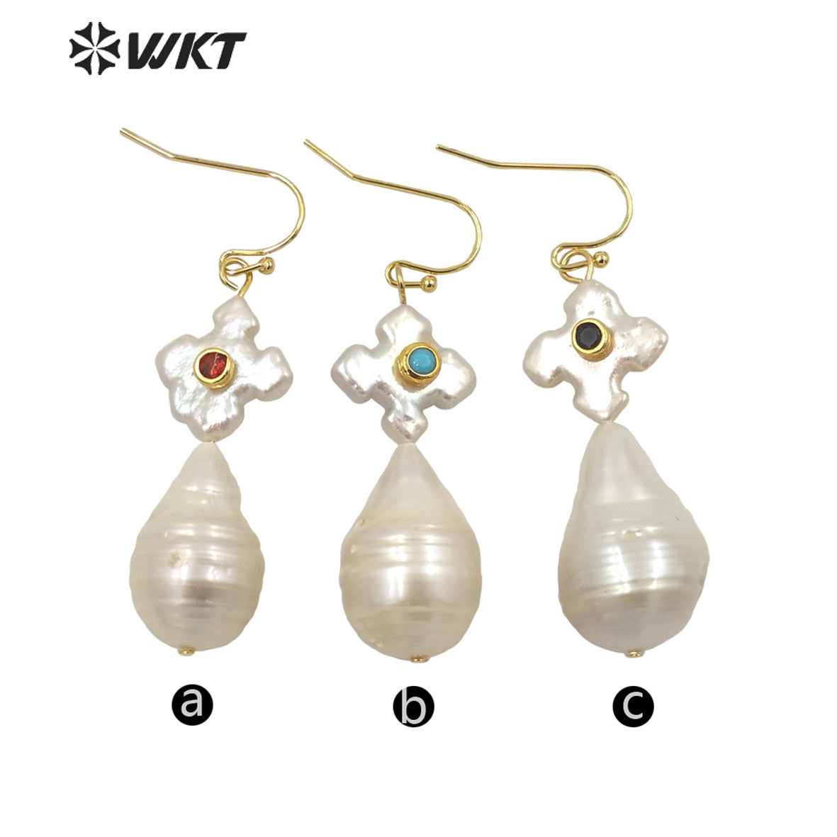 WT-MPE056 Elegant Gorgeous Natural Freshwater Baroque Pearl Drop Earrings Fashion Office Style White Real Pearl Teardrop Earring