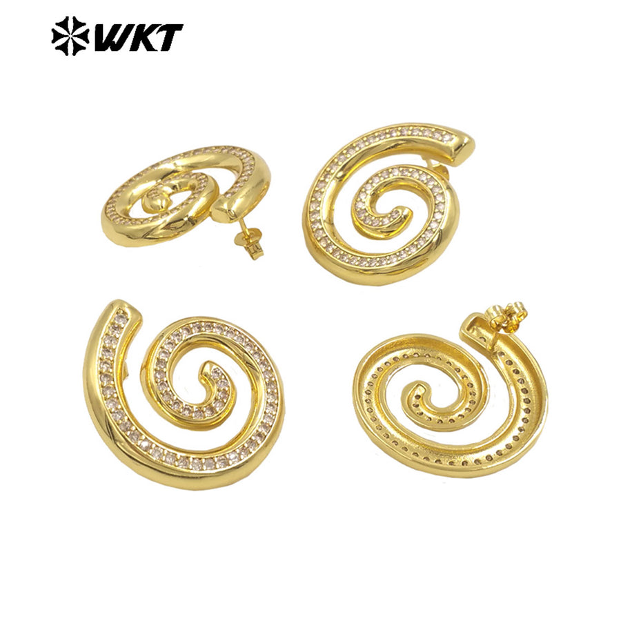 WT-ME111 New Exquisite 18K Gold Plated Mosquito Coil Cubic Zircon High Quality Earrings for Women As Daily Fashion Jewelry