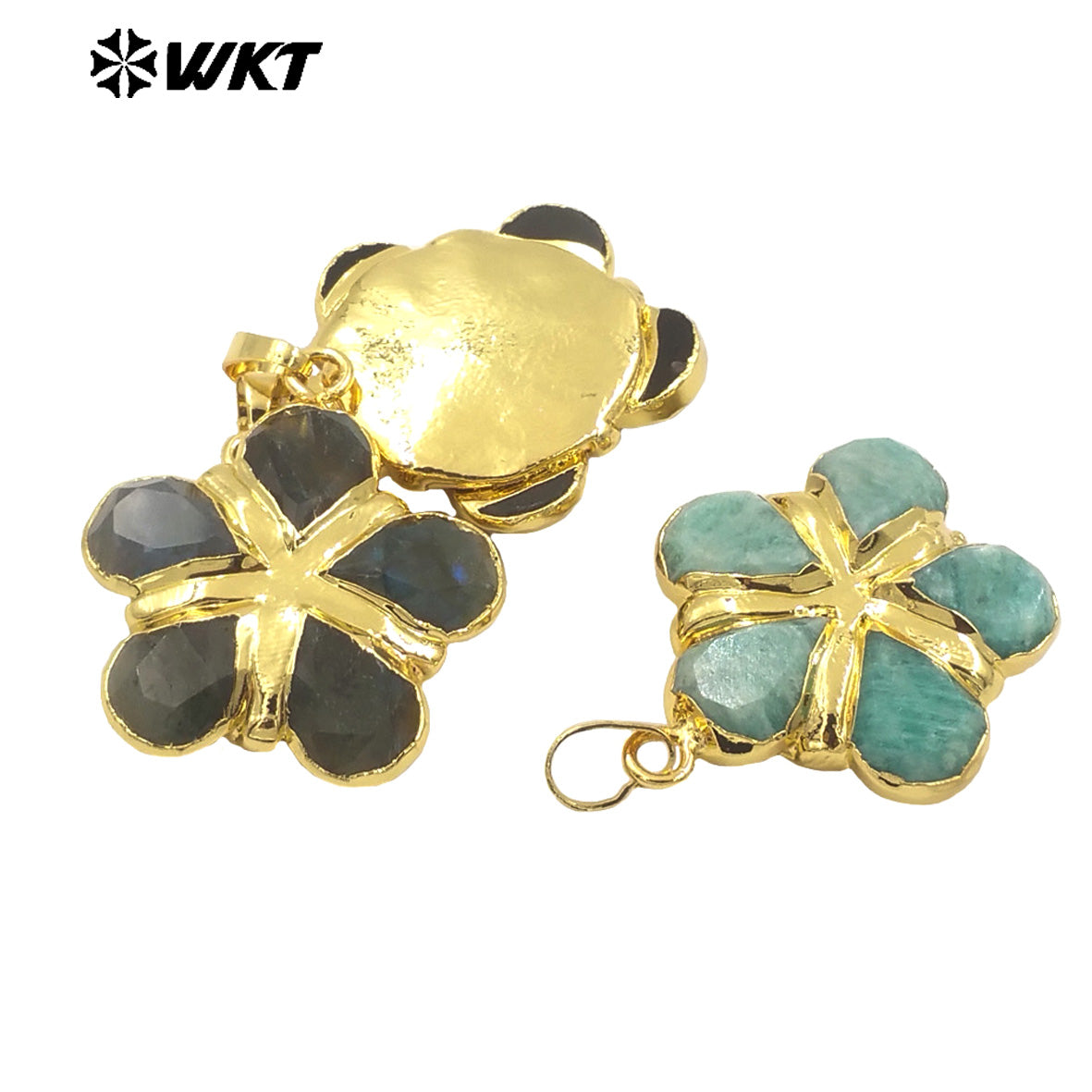 WT-P1966 Wholesale Unique Charming Teardrop Stone Assemble As Flower Pendants in 18K Real Gold Plated for Necklace Jewelry