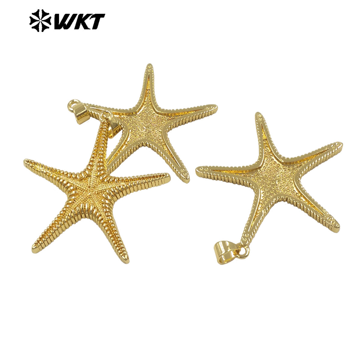 WT-MP333 Lovely Fashionable Gold Electroplated Yellow Brass Starfish Shape Pendant For Women Summer Jewelry Decorative