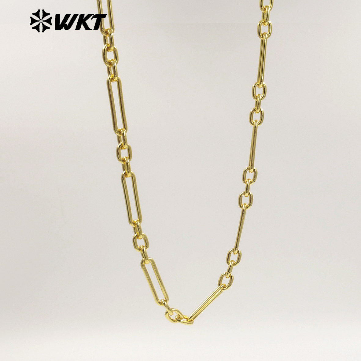 WT-BC270 Factory Wholesale 18K Gold Electroplated Yellow Brass Rectangle Long Metal Chain As Handmade Bracelets Findings