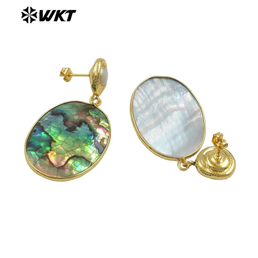WT-MPE148 High Quality Natural Abalone Shell Pearl Earrings With Gold Plated Women Causal Style for Special Birthday Gift