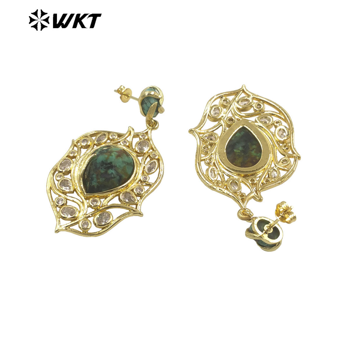 WT-ME090 Wholesale Fashion 18k Real Gold Plated Resist Tarnishable Gemstone Women Earrings for Vacation Earrings Studs